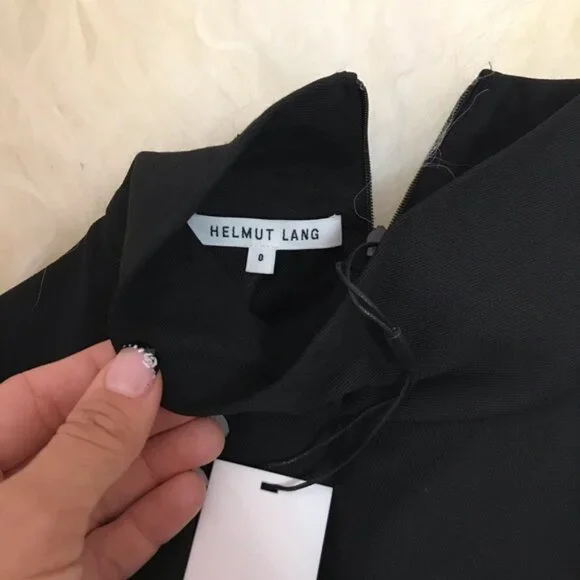 Helmut Lang Long Cutout Sleeve Wool Blend Dress - Picture 3 of 7